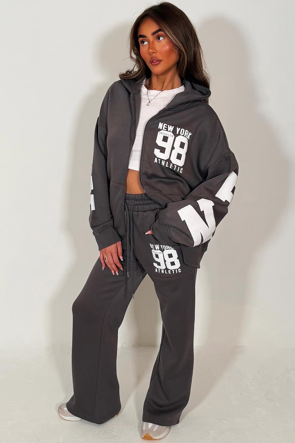 Zip Up Hooded Sweatshirt and Wide Leg Jogger Lou | Xtralitty