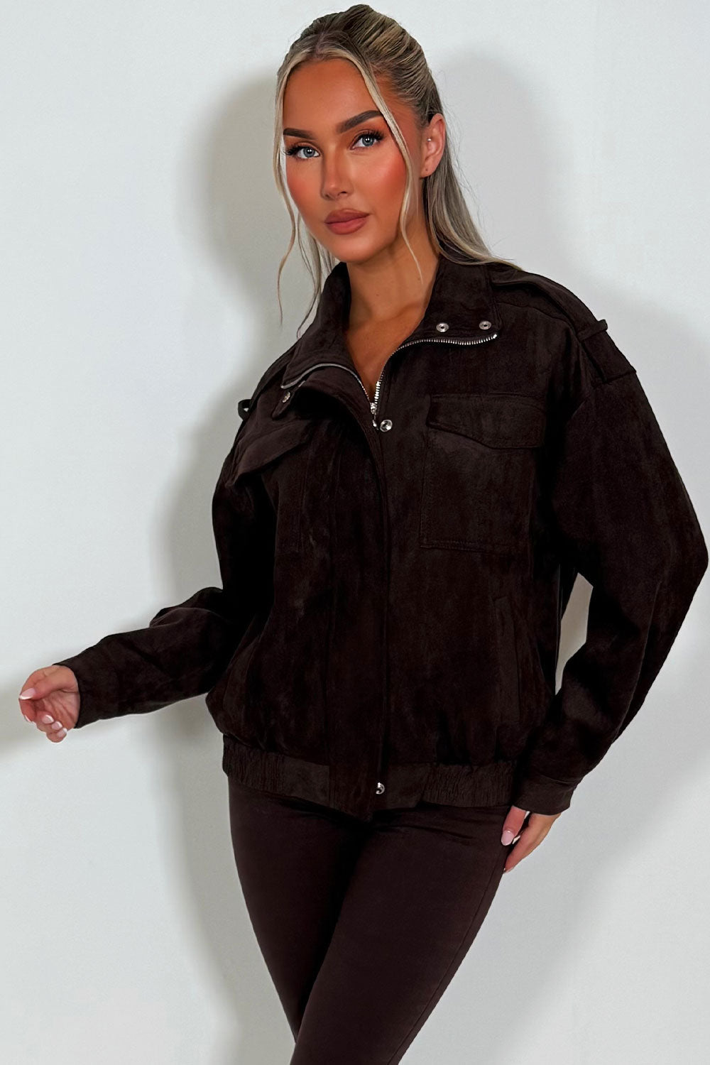 Faux Suede Jacket Brown | Xtralitty