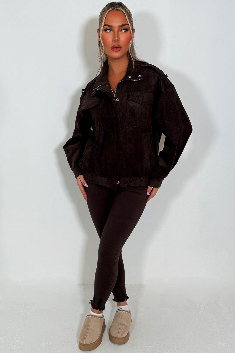 Faux Suede Jacket Brown | Xtralitty