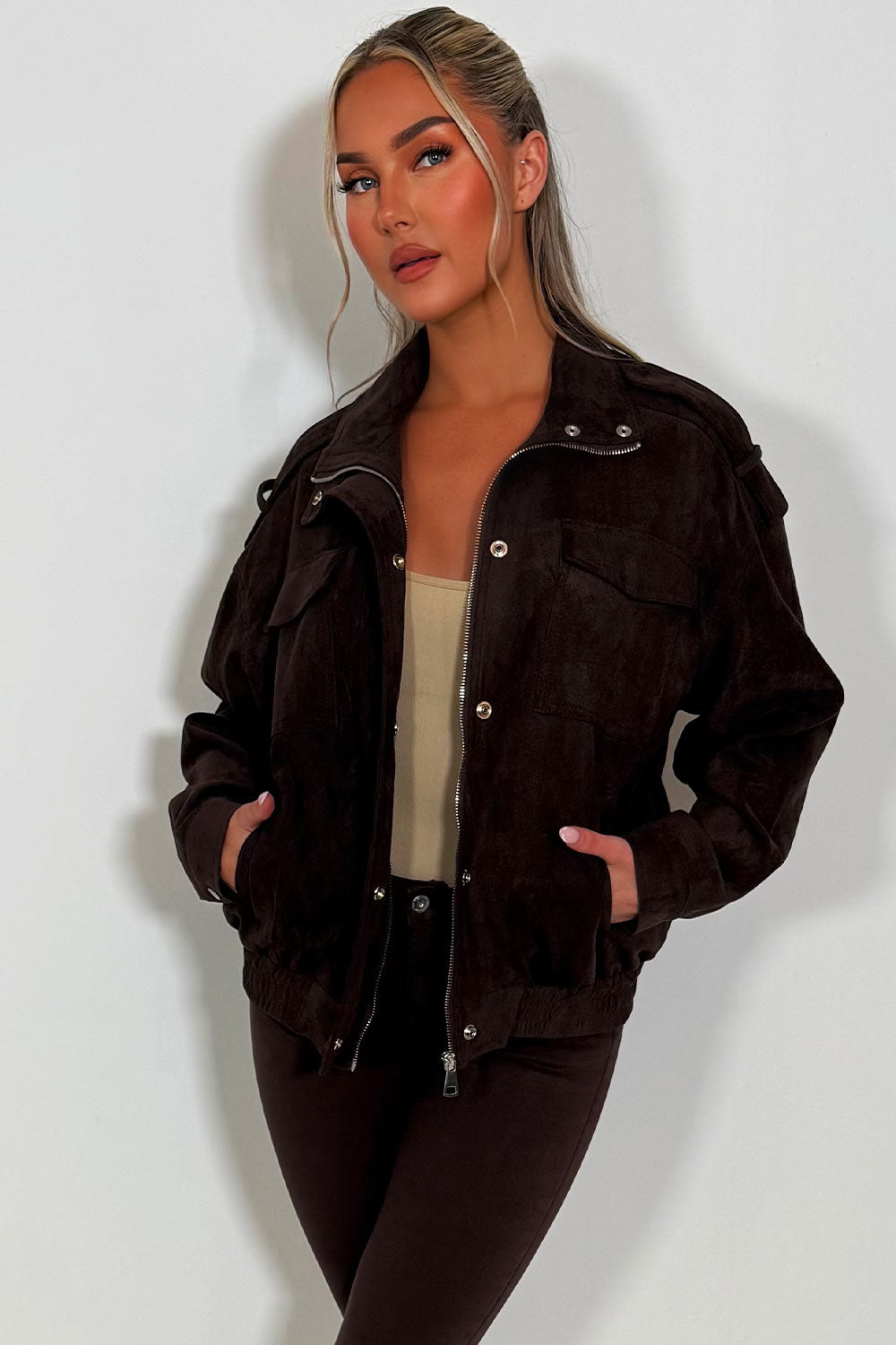 Faux Suede Jacket Brown | Xtralitty