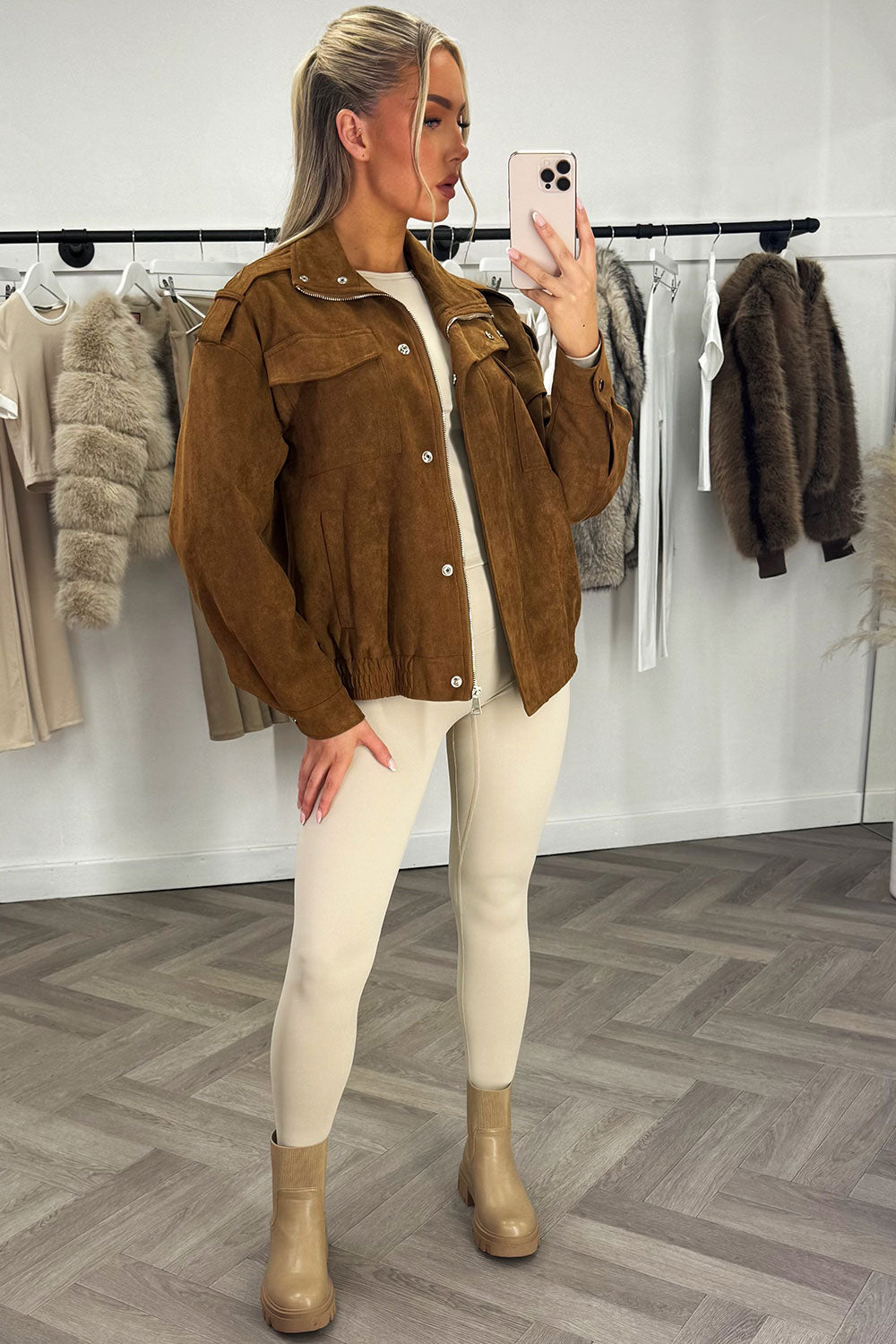 Faux Suede Jacket Tan | Xtralitty