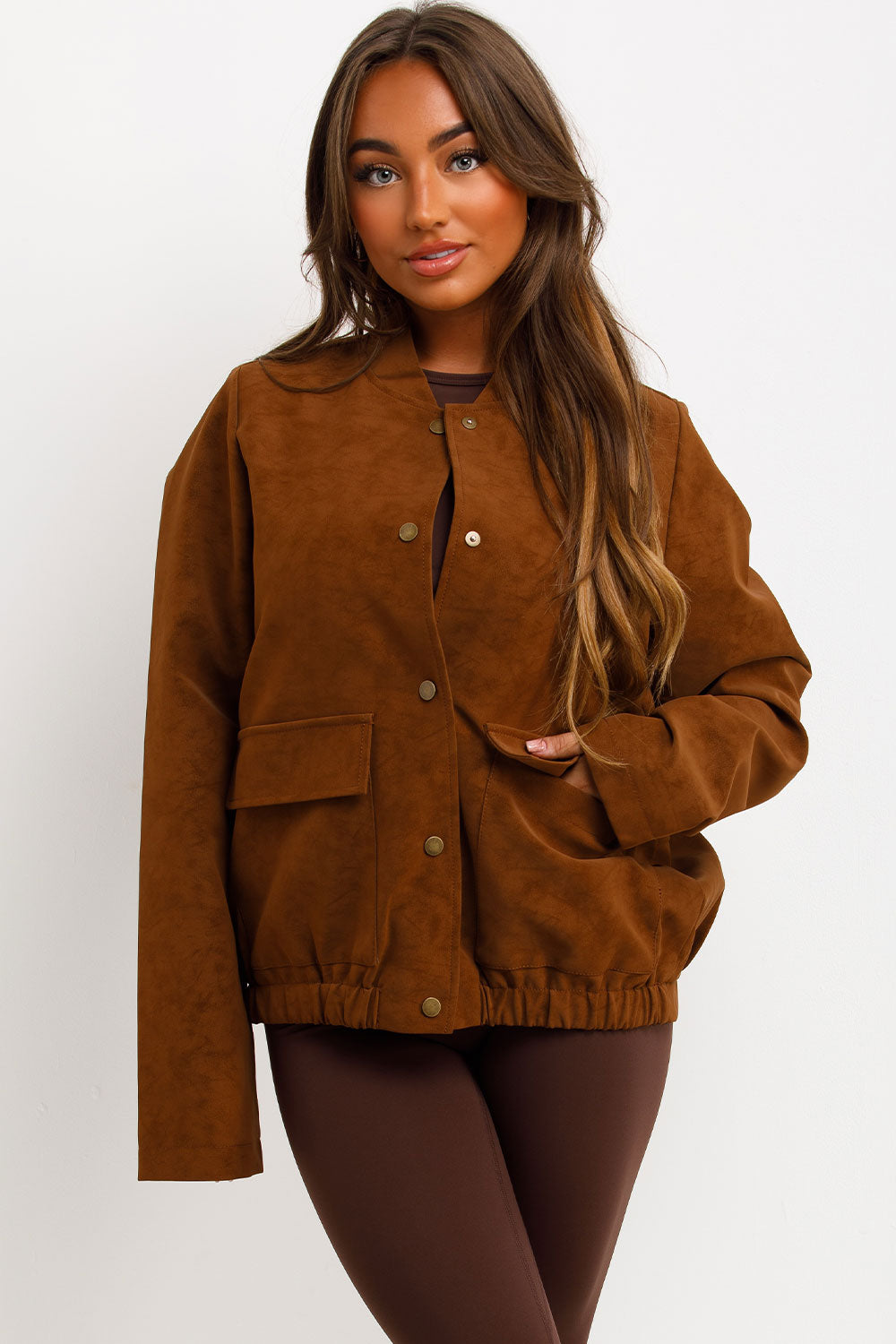 Faux Suede Bomber Jacket Rust | Xtralitty