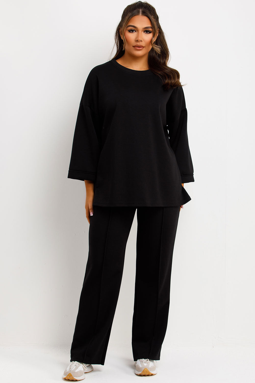 Oversized Top and Straight Leg Seam Detail Trous | Xtralitty