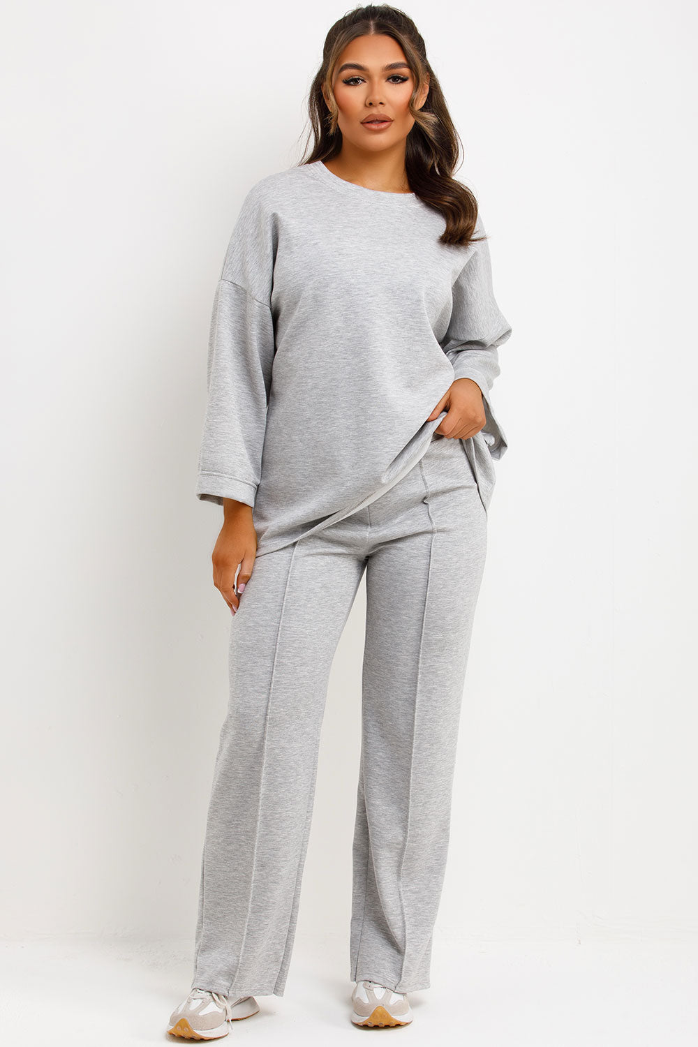 Oversized Top and Straight Leg Seam Detail Trous | Xtralitty