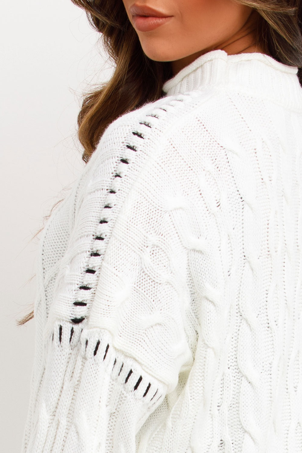 Knitted Jumper with Contrast Stitch Detail Cream | Xtralitty
