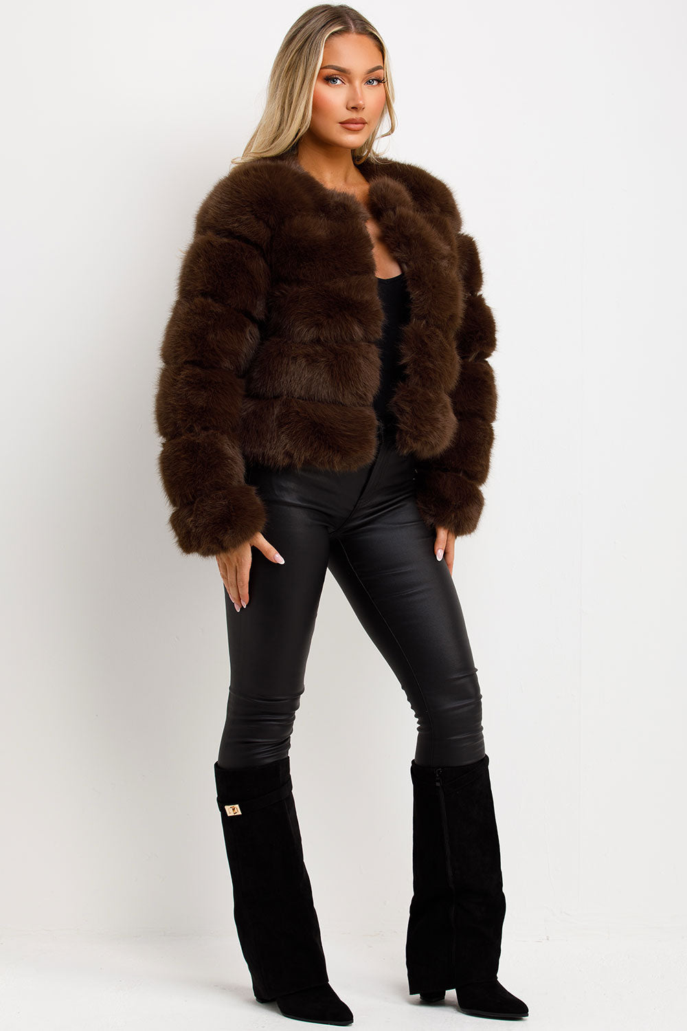 Brown Faux Fur Bubble Coat | Xtralitty