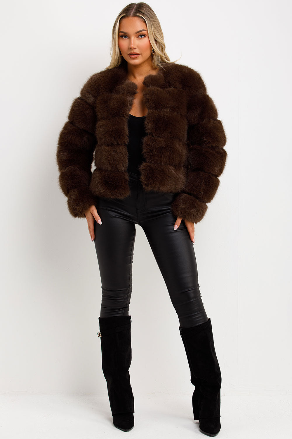 Brown Faux Fur Bubble Coat | Xtralitty
