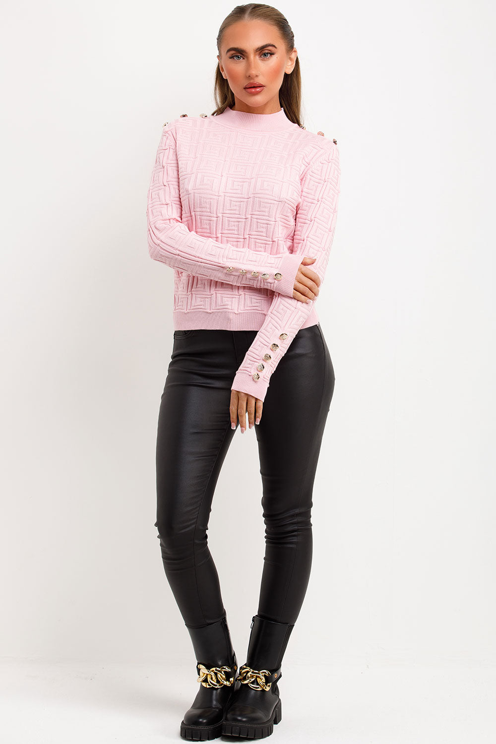 Jumper with Gold Buttons and Embossed Detailing | Xtralitty