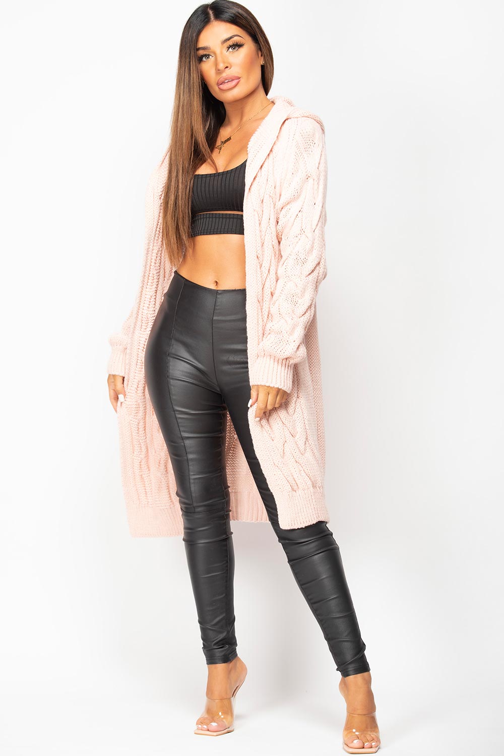 Longline Hooded Cable Knit Cardigan | Xtralitty