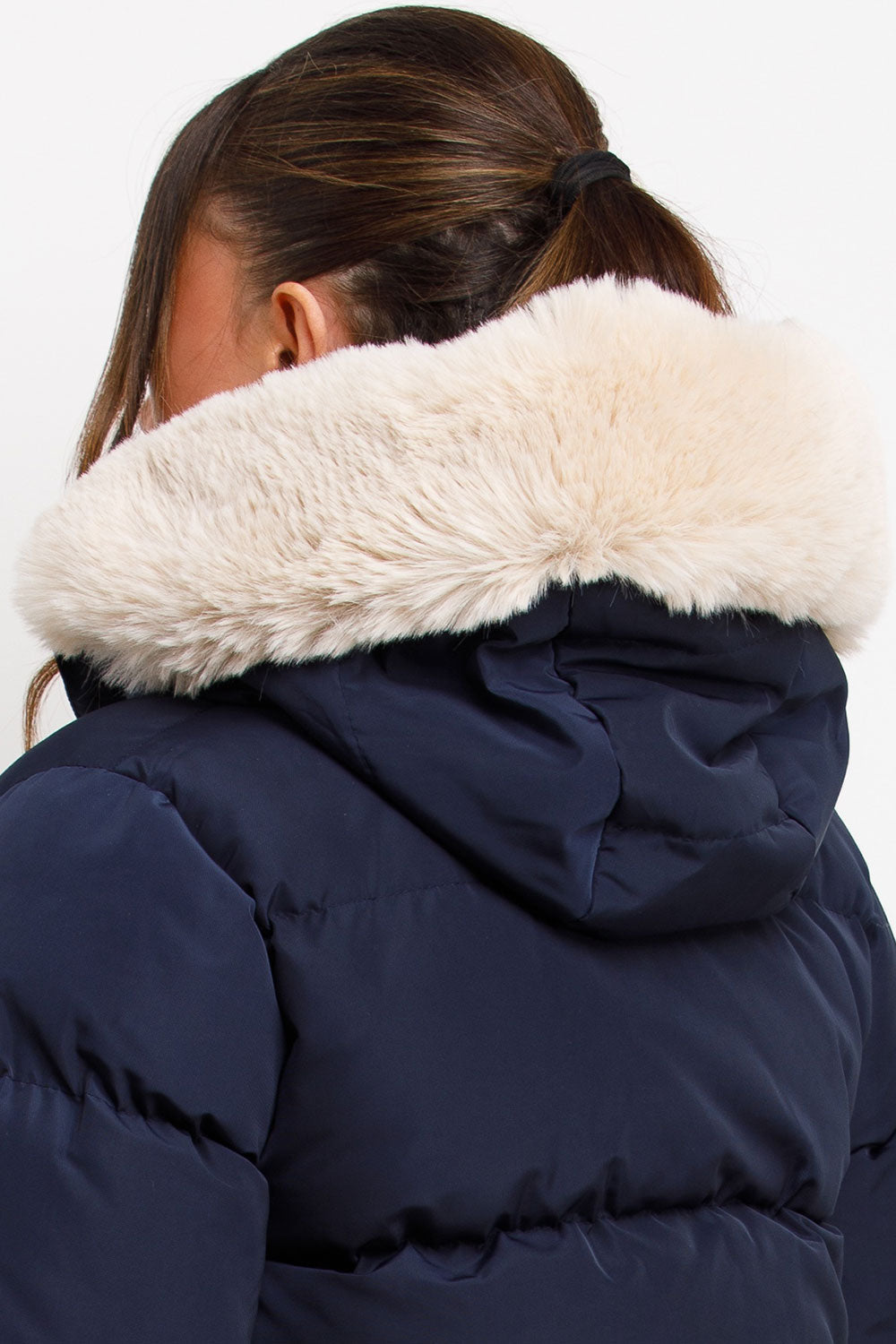 Puffer Jacket with Fur Hood Navy | Xtralitty