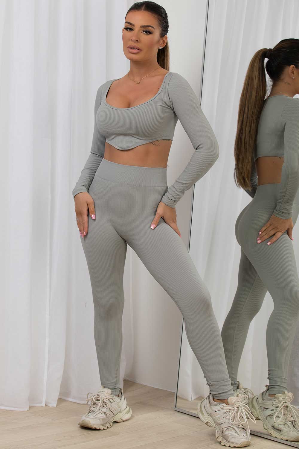 Rib Contour Loungewear Set Grey | Xtralitty