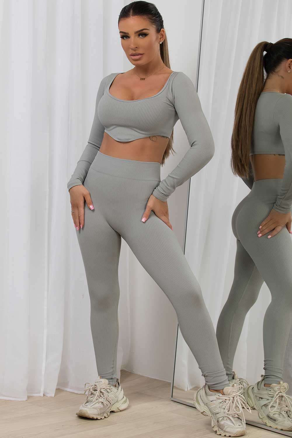 Rib Contour Loungewear Set Grey | Xtralitty