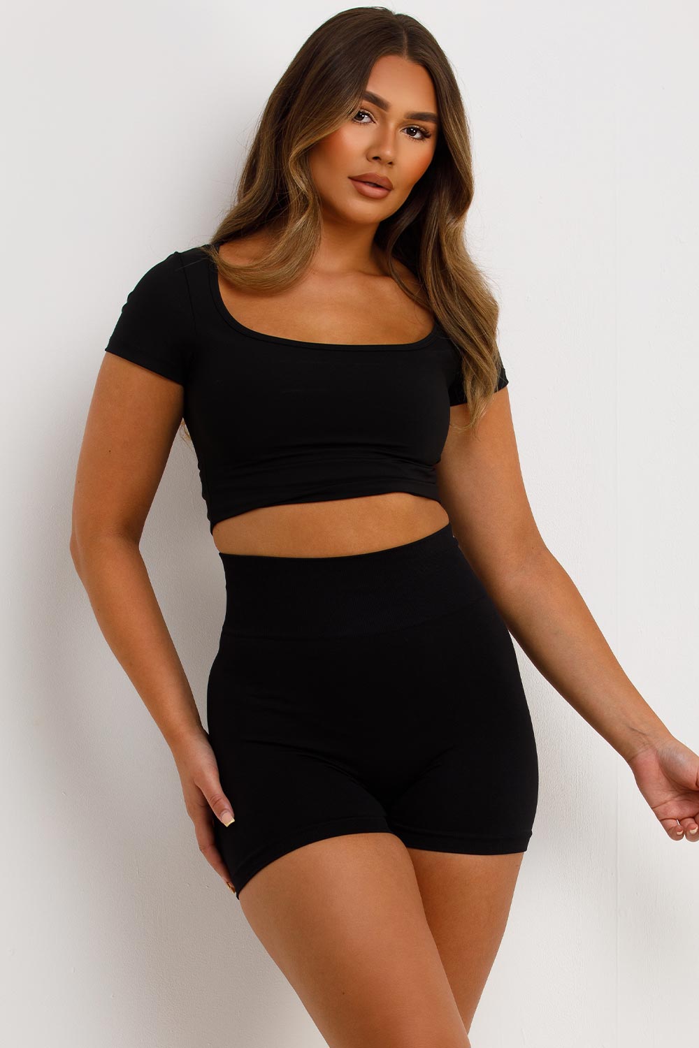 Black Seamless Scrunch Bum Shorts High Waist | Xtralitty