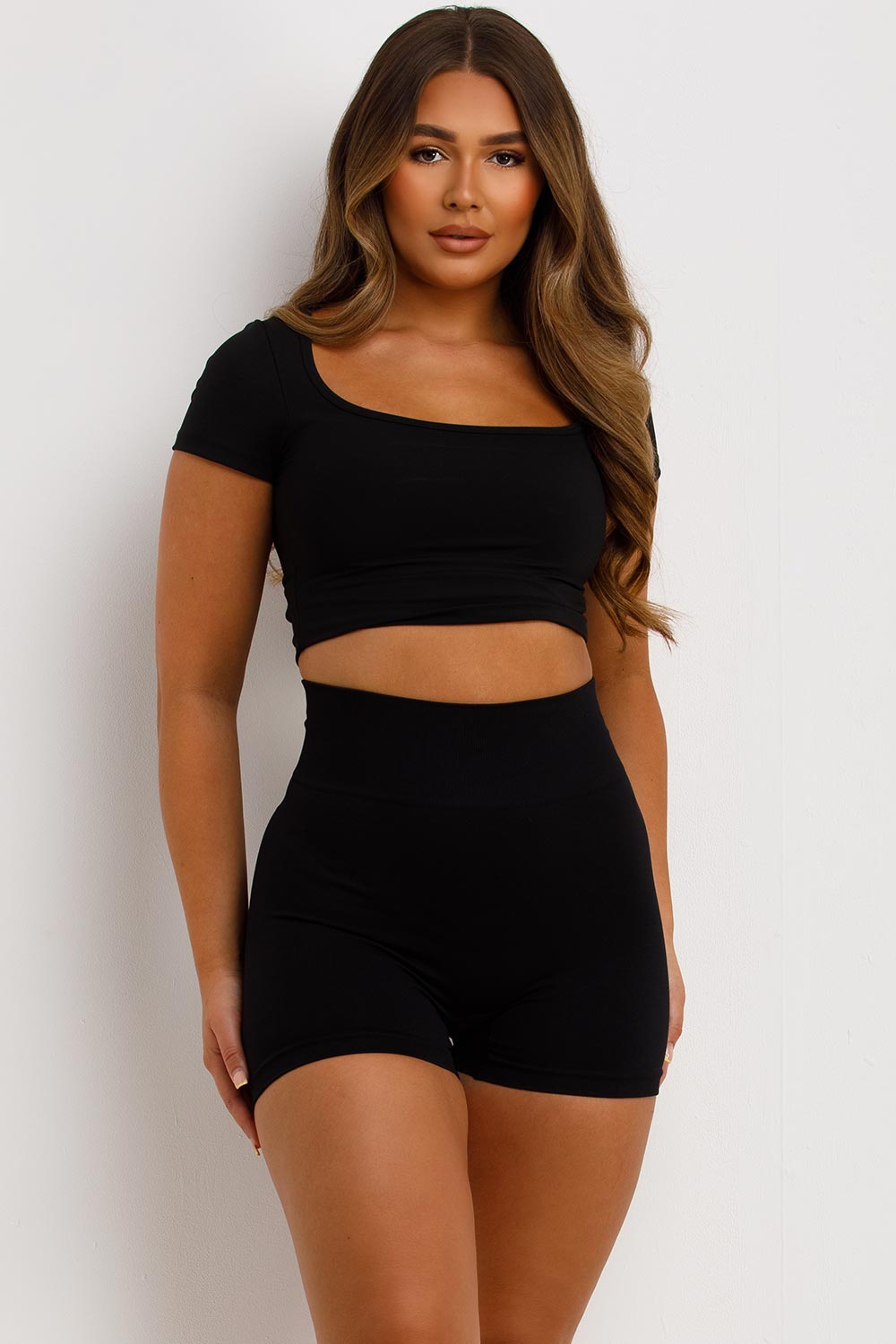 Black Seamless Scrunch Bum Shorts High Waist | Xtralitty