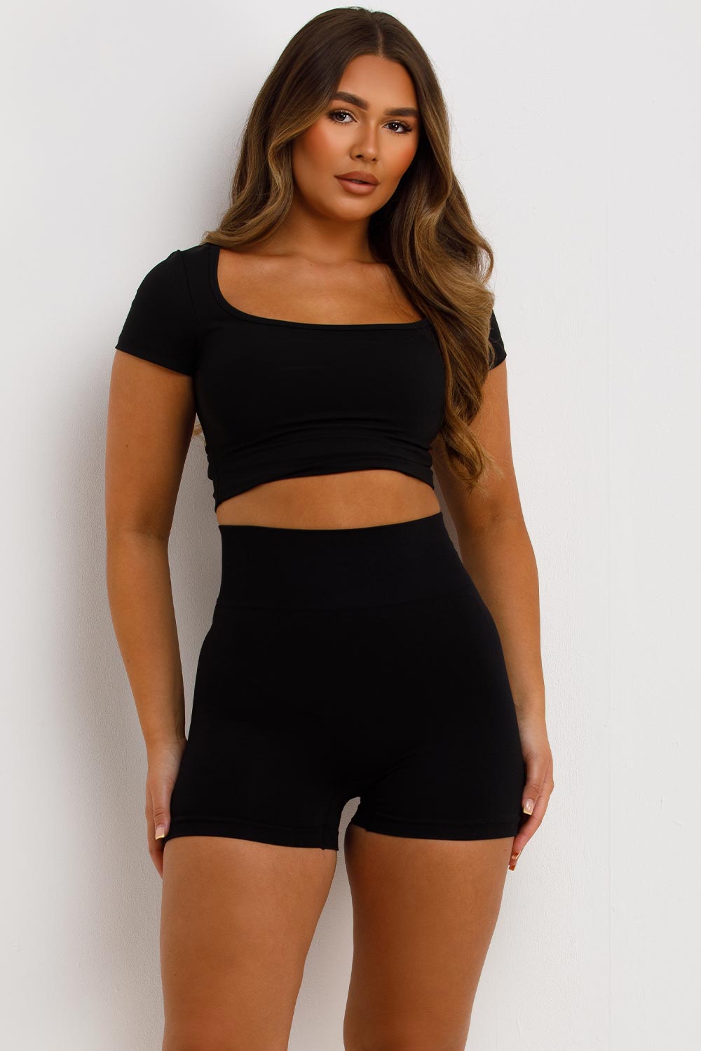 Black Seamless Scrunch Bum Shorts High Waist | Xtralitty