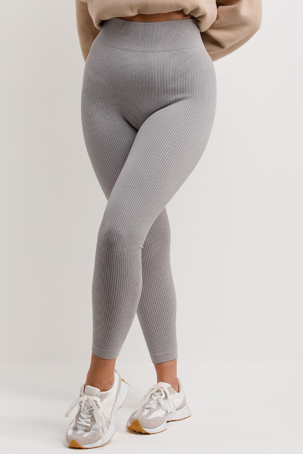 Ribbed Leggings High Waist Grey | Xtralitty