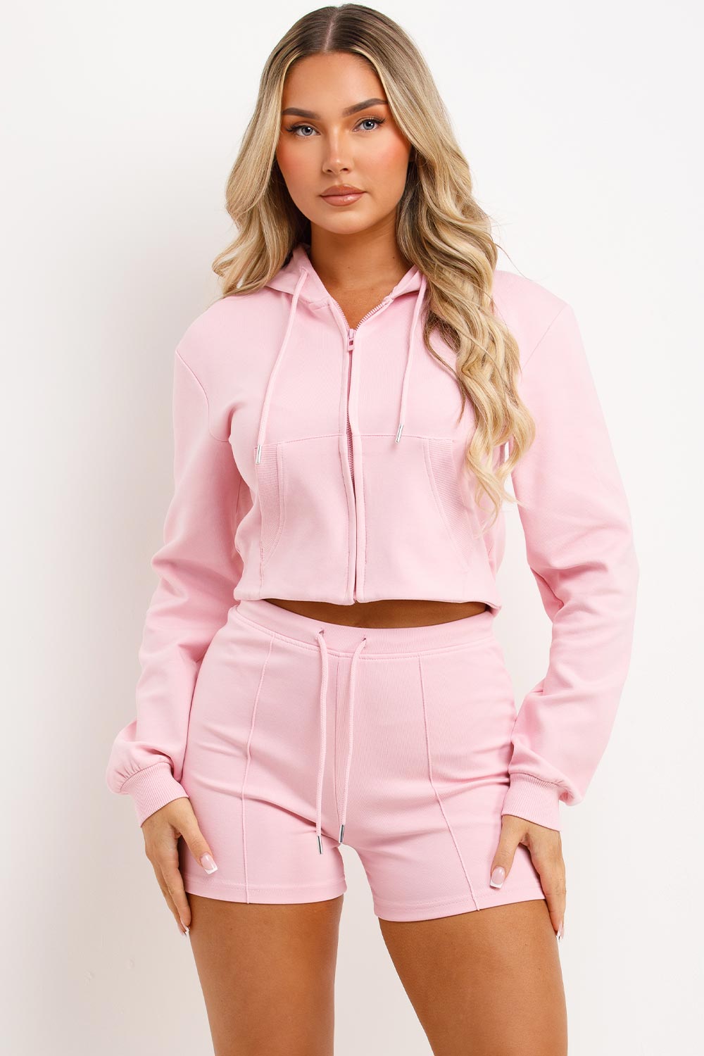 Crop Sweatshirt Hoodie and Shorts Tracksuit Set | Xtralitty