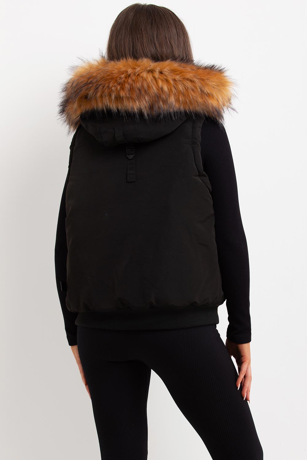 Black Gilet with Fur Hood | Xtralitty