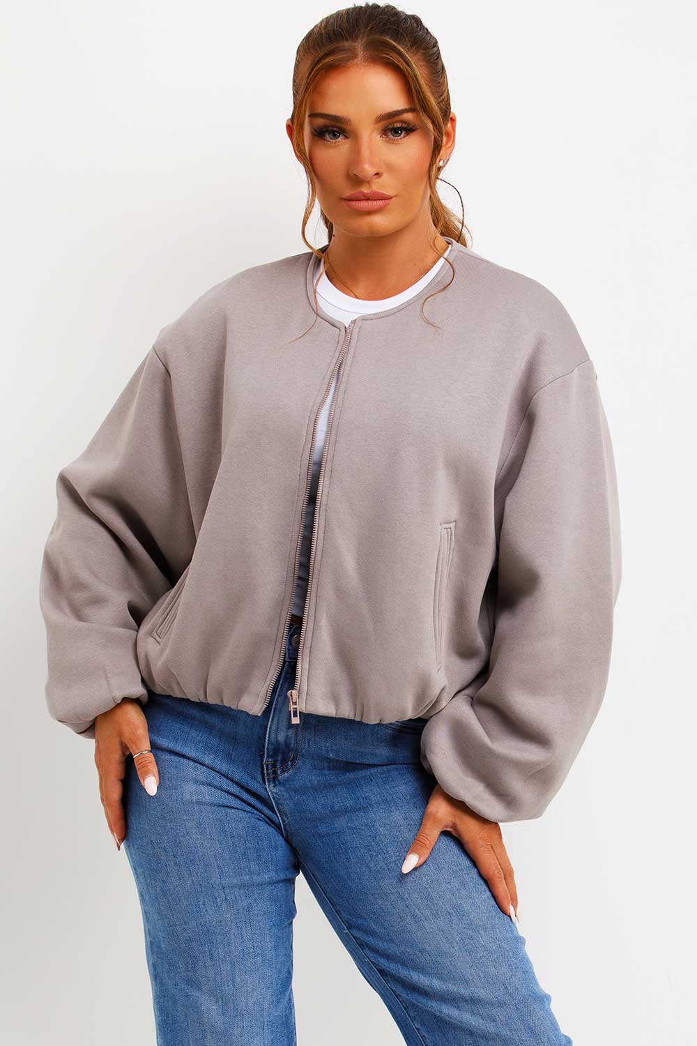 Soft Bomber Jacket with Zip Dove Grey | Xtralitty