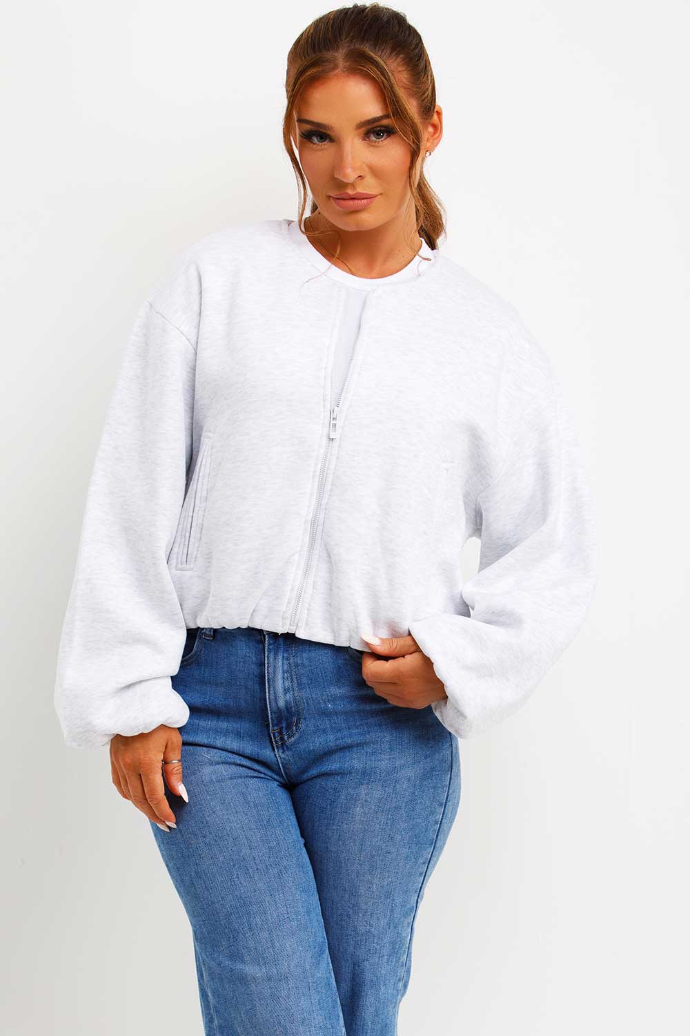 Soft Bomber Jacket with Zip Grey Marl | Xtralitty