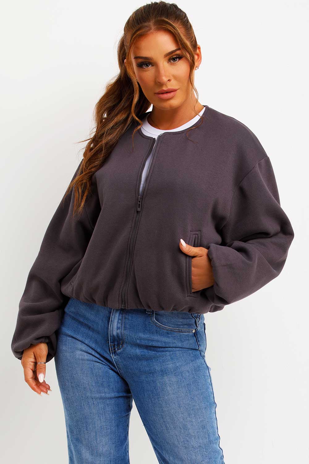 Soft Bomber Jacket with Zip Charcoal | Xtralitty