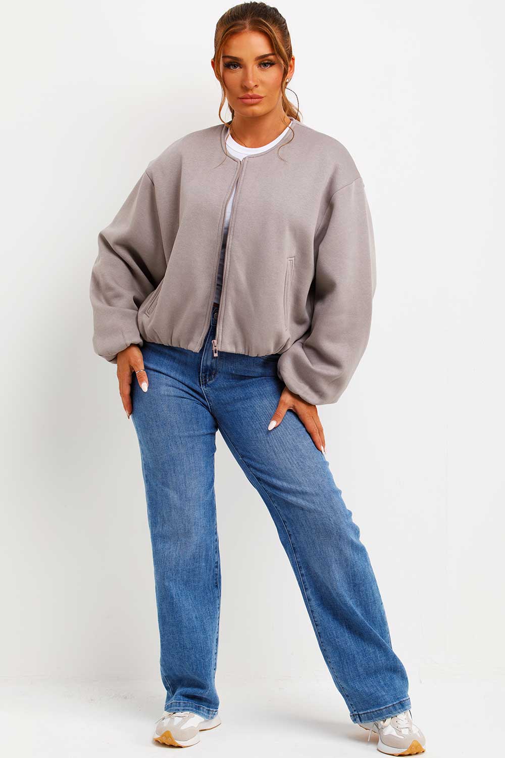 Soft Bomber Jacket with Zip Dove Grey | Xtralitty