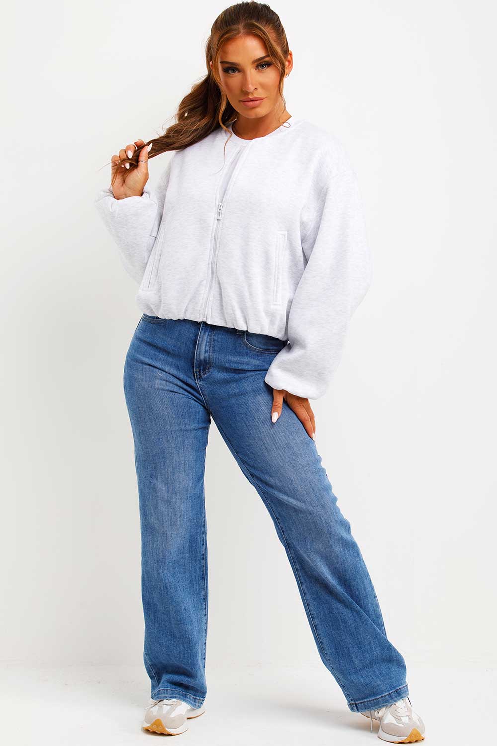 Soft Bomber Jacket with Zip Grey Marl | Xtralitty