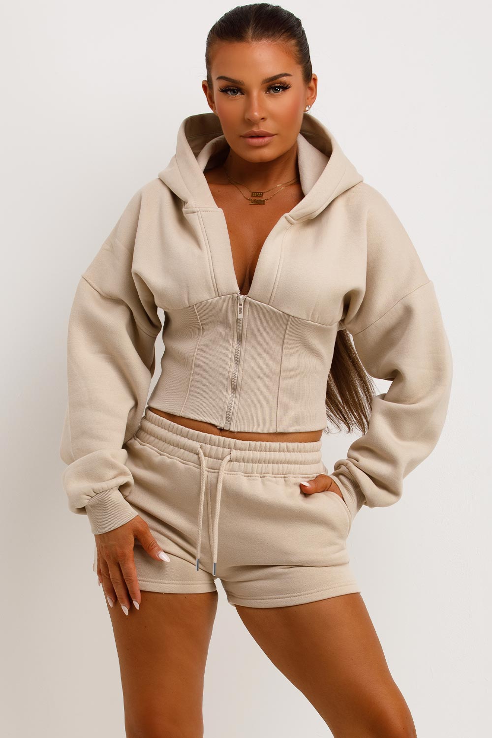 Corset Hoodie and Shorts Tracksuit Co Ord Set Oa | Xtralitty