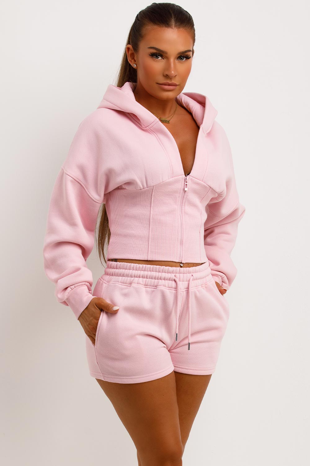 Corset Hoodie and Shorts Tracksuit Co Ord Set Pi | Xtralitty