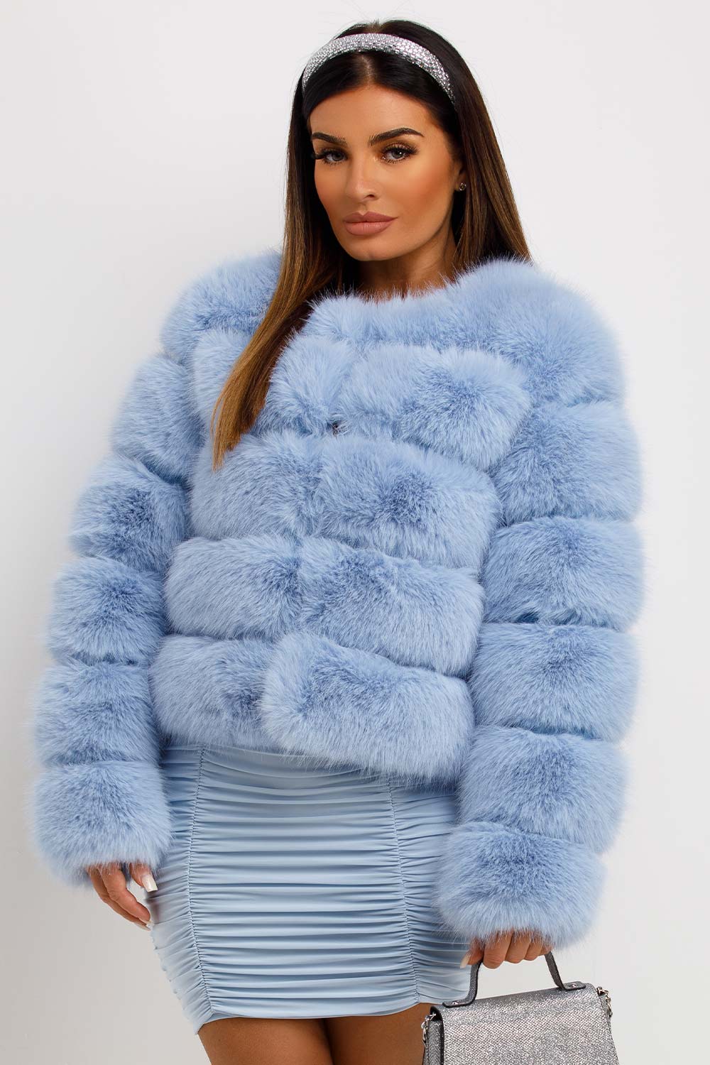 Sky Blue Faux Fur Bubble Coat | Xtralitty