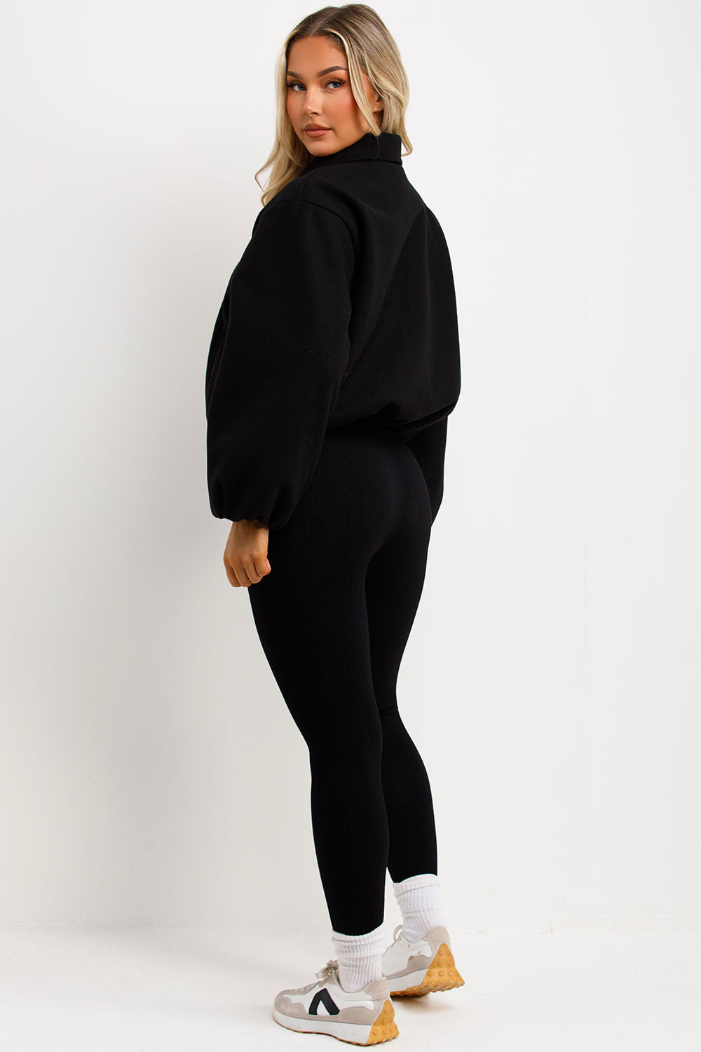 Puffed Bomber Jacket with Zip Black | Xtralitty