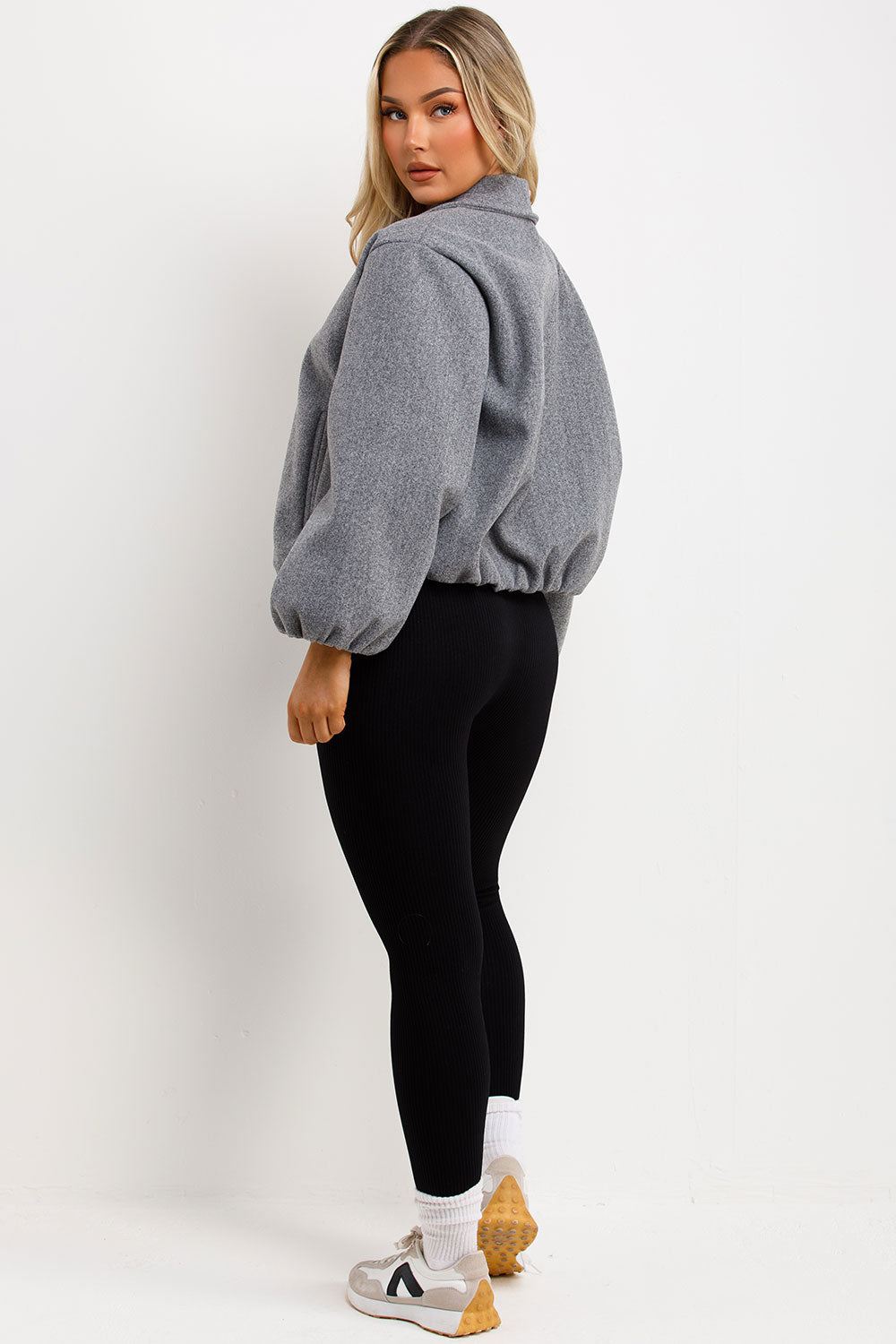 Puffed Bomber Jacket with Zip Grey | Xtralitty