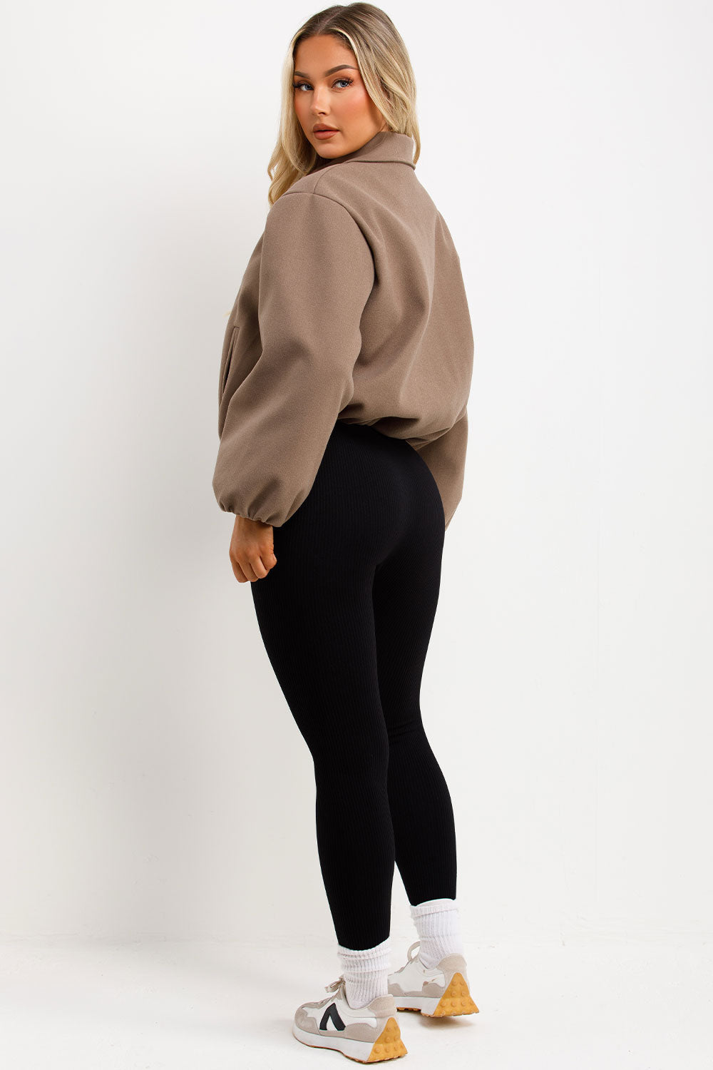 Puffed Bomber Jacket with Zip Taupe | Xtralitty