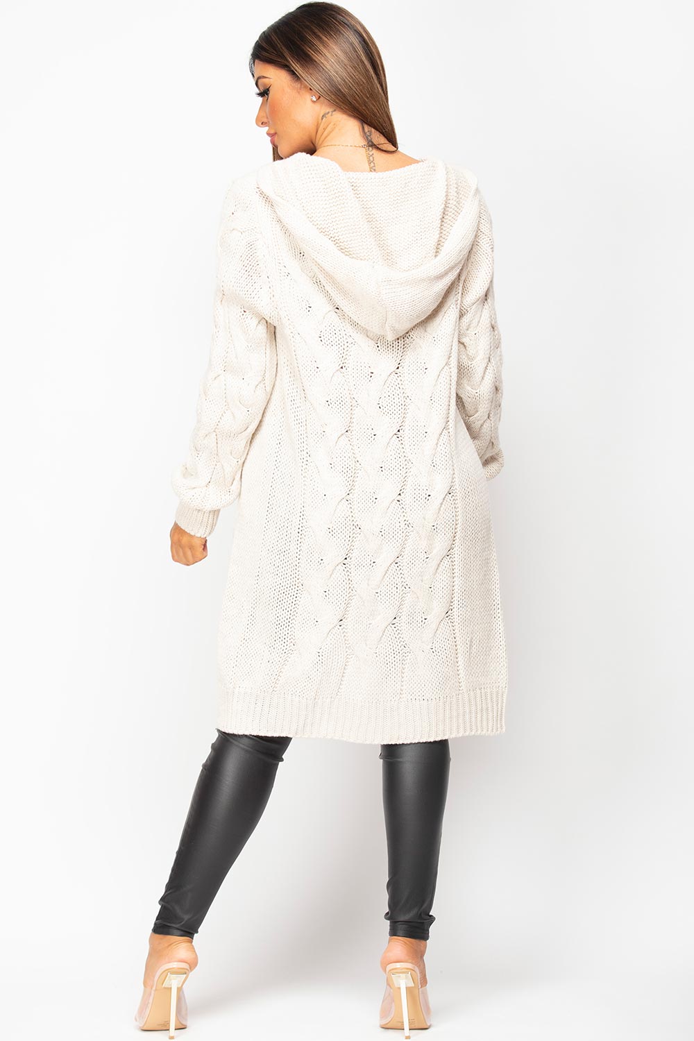 Longline Hooded Cable Knit Cardigan | Xtralitty