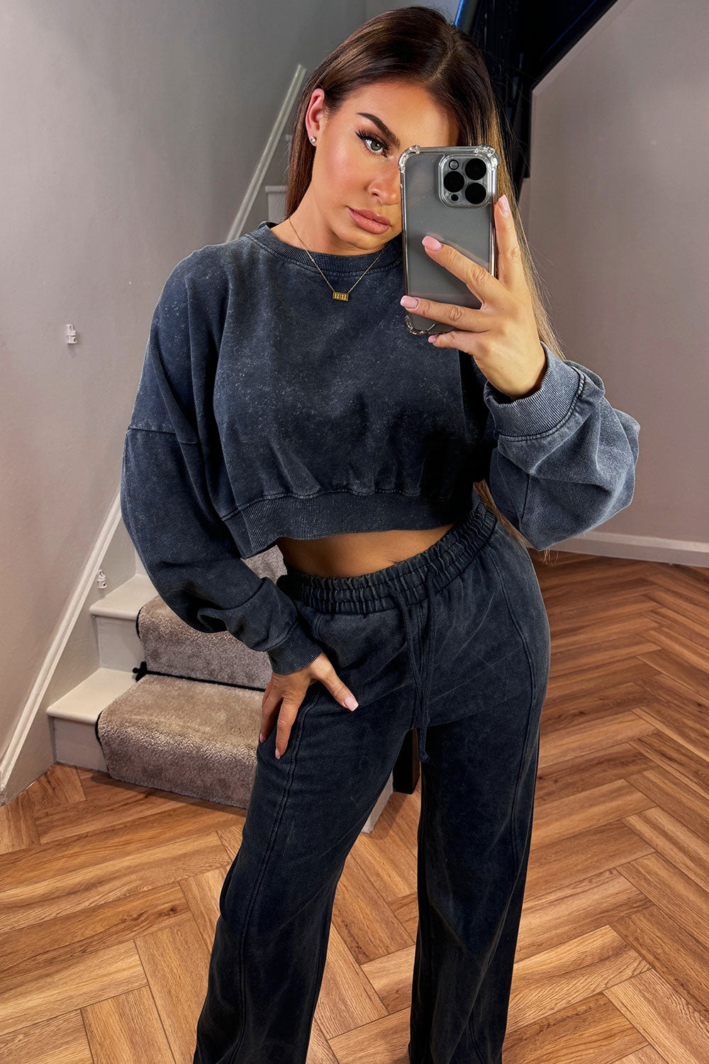 Crop Jumper and Joggers Tracksuit Lounge Set Aci | Xtralitty