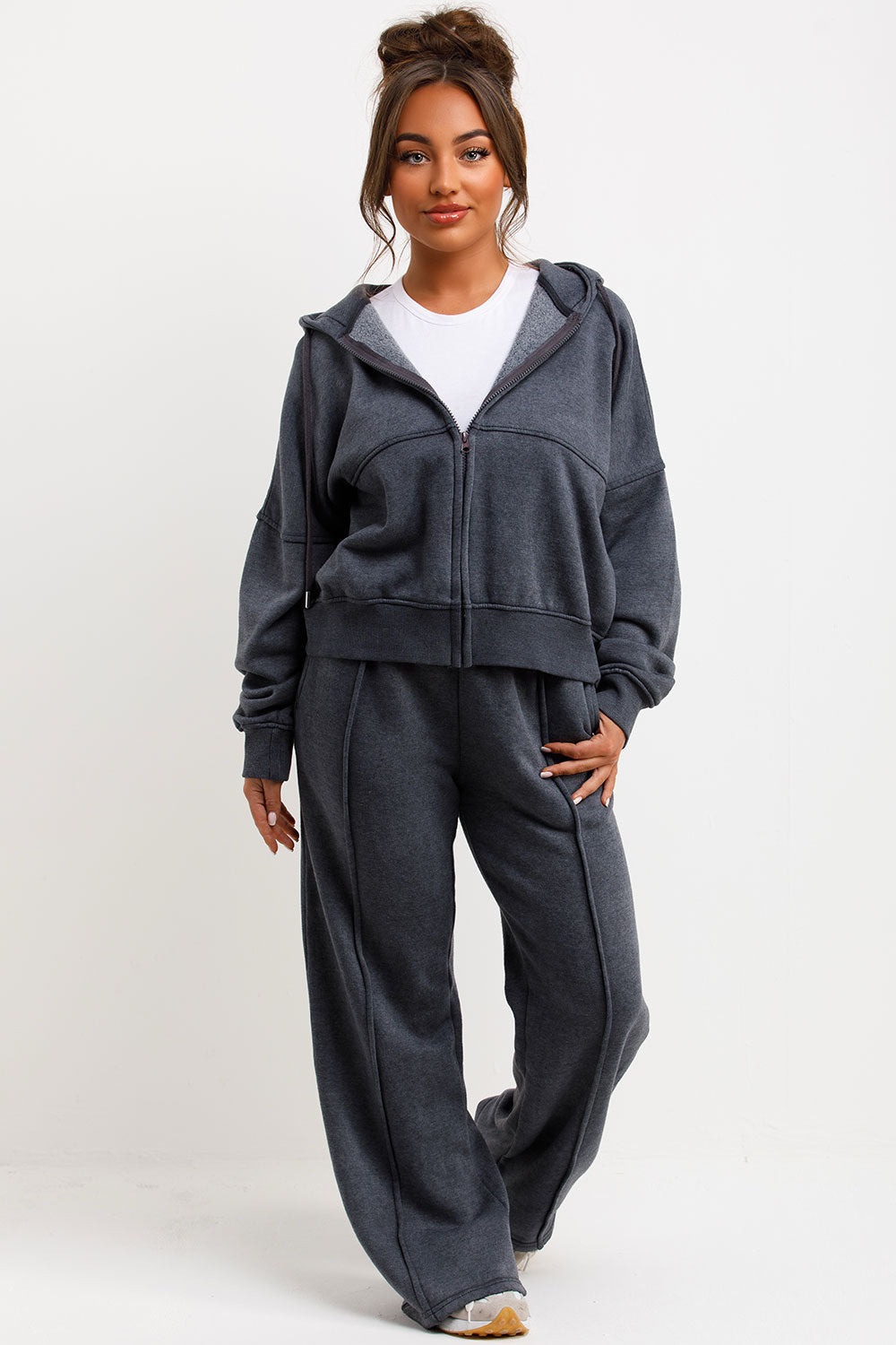 Hooded Bomber Sweatshirt with Zip Joggers Lounge | Xtralitty