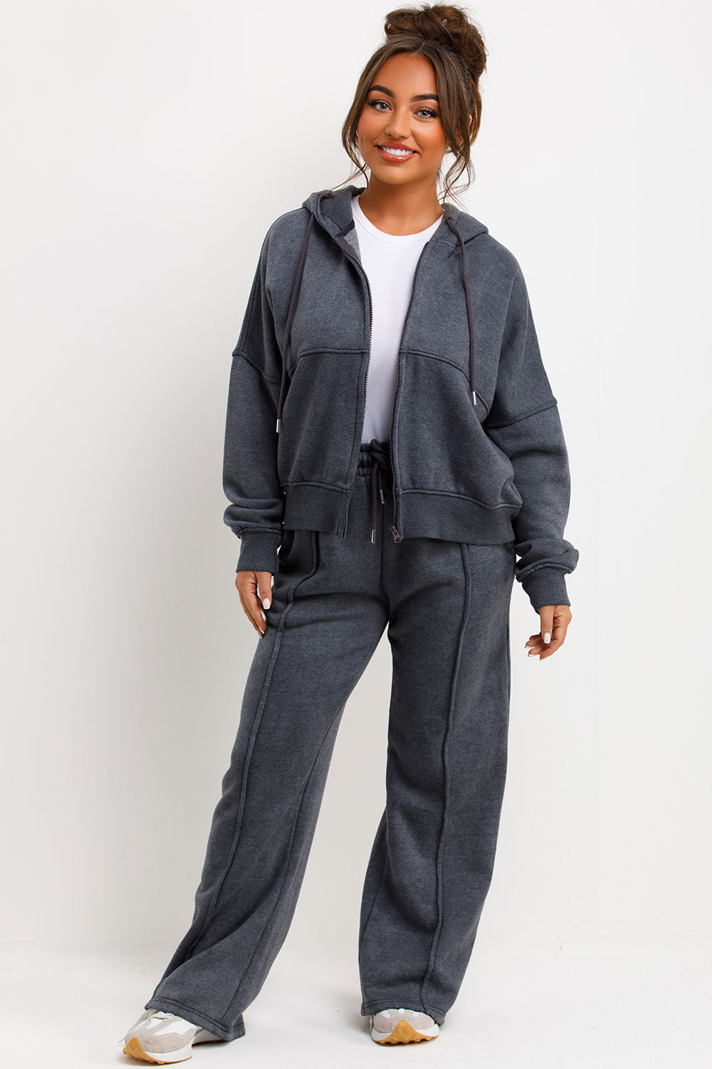 Hooded Bomber Sweatshirt with Zip Joggers Lounge | Xtralitty