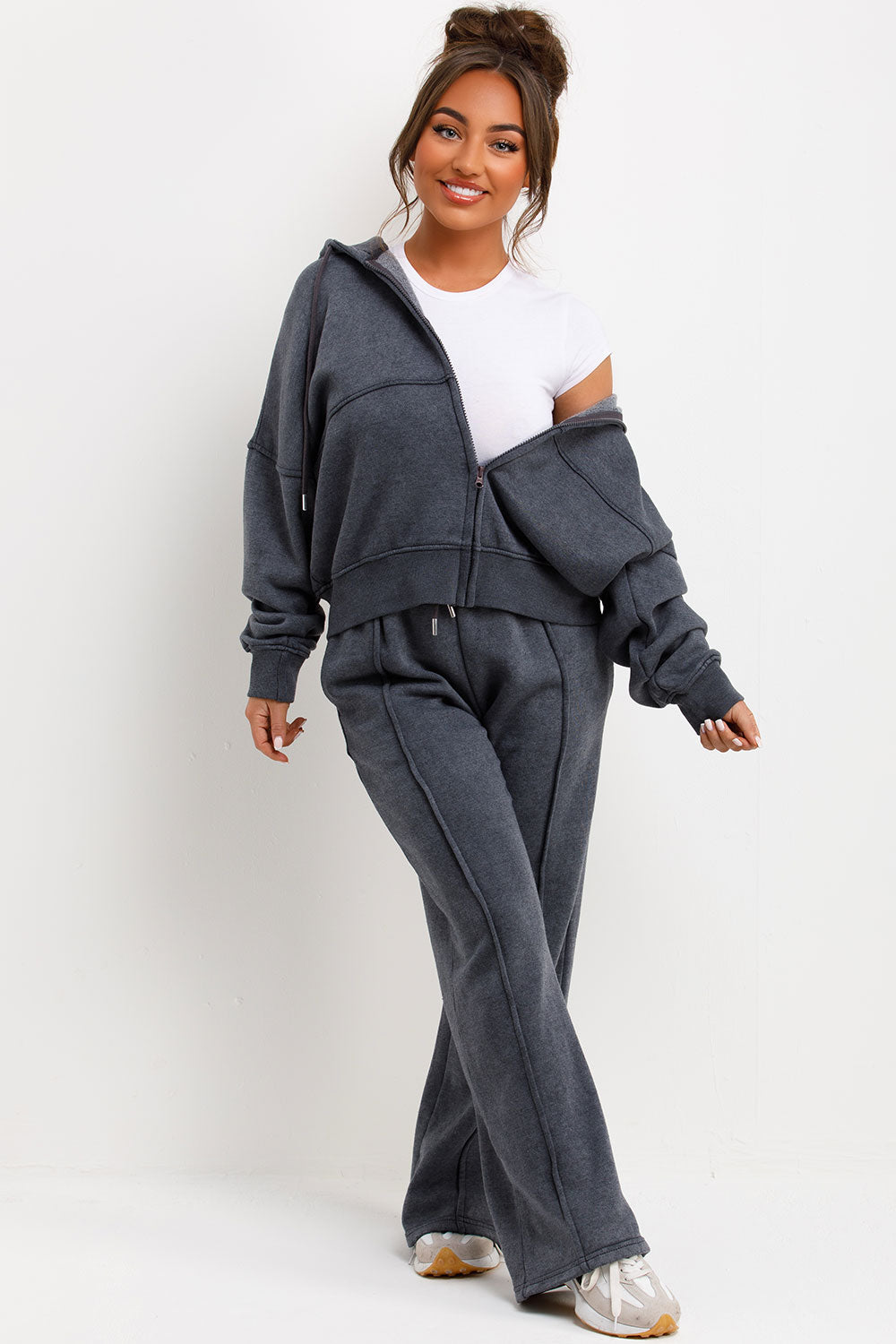 Hooded Bomber Sweatshirt with Zip Joggers Lounge | Xtralitty