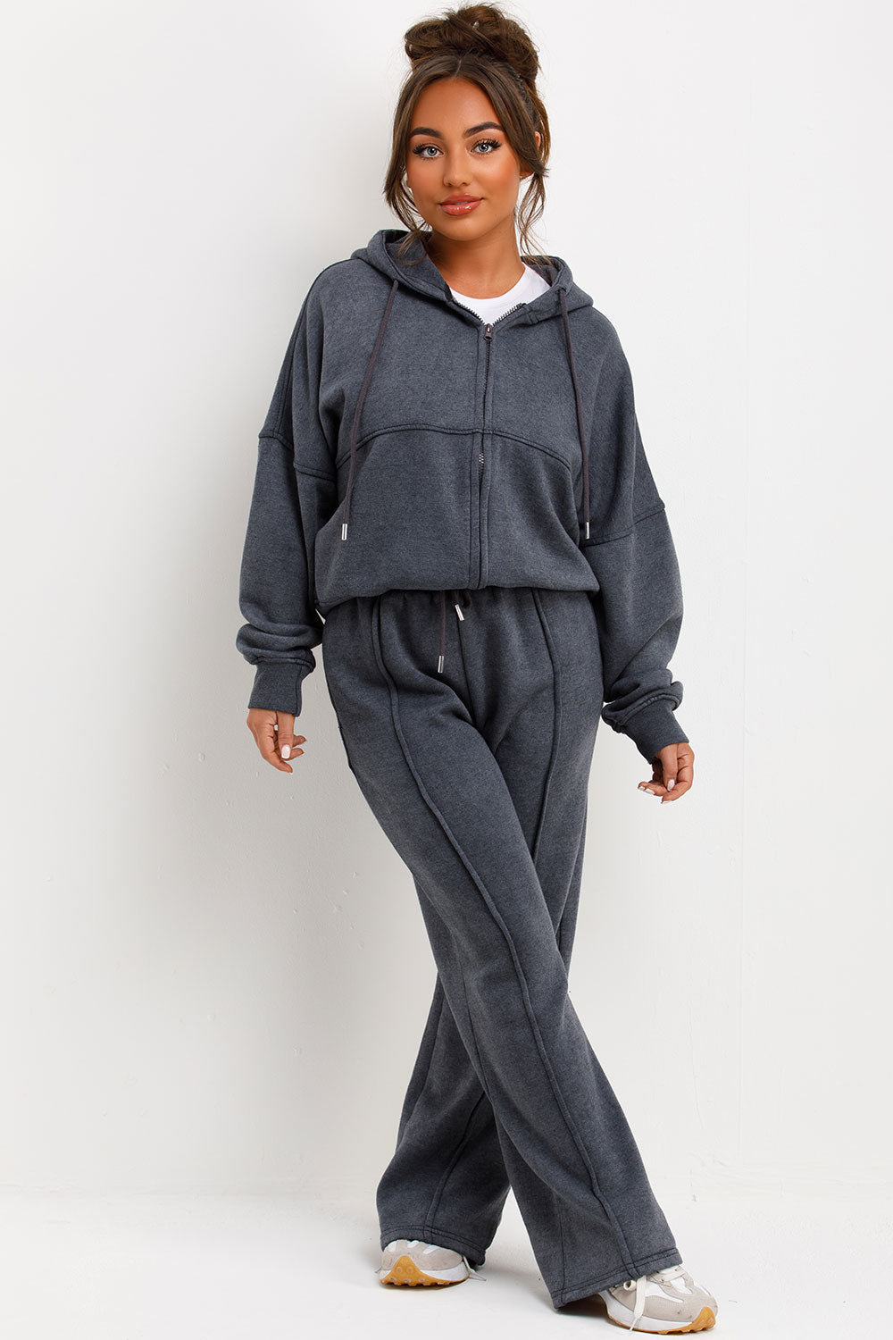 Hooded Bomber Sweatshirt with Zip Joggers Lounge | Xtralitty