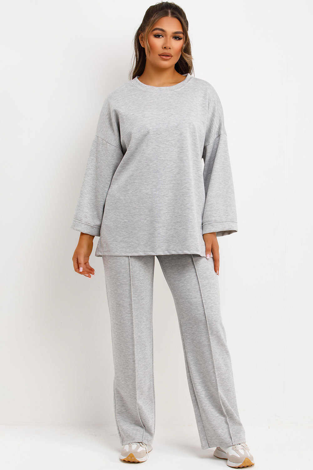 Oversized Top and Straight Leg Seam Detail Trous | Xtralitty