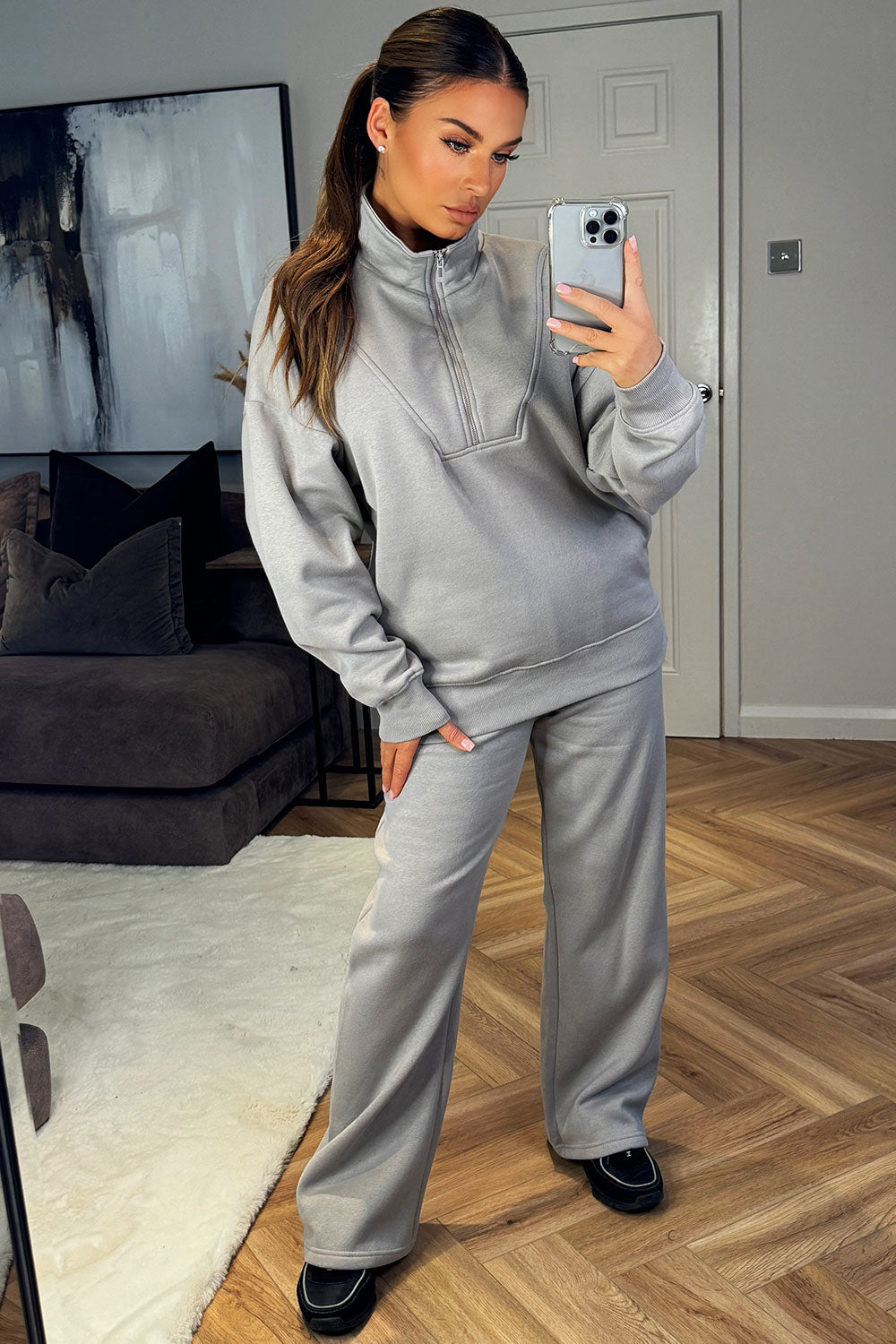 Half Zip Sweatshirt and Joggers Loungewear Set D | Xtralitty