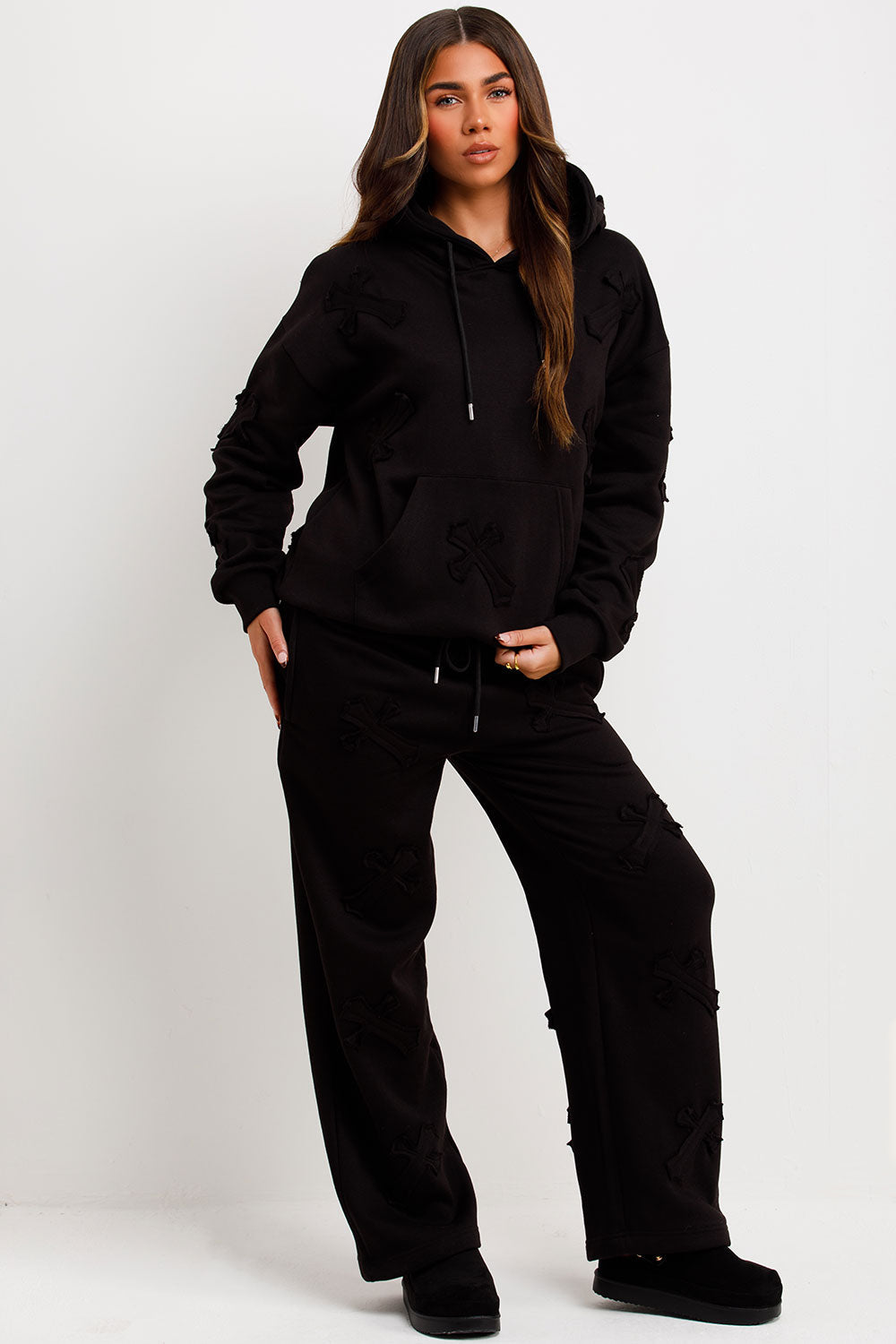 Cross Patch Hoodie and Joggers Tracksuit Lounge | Xtralitty