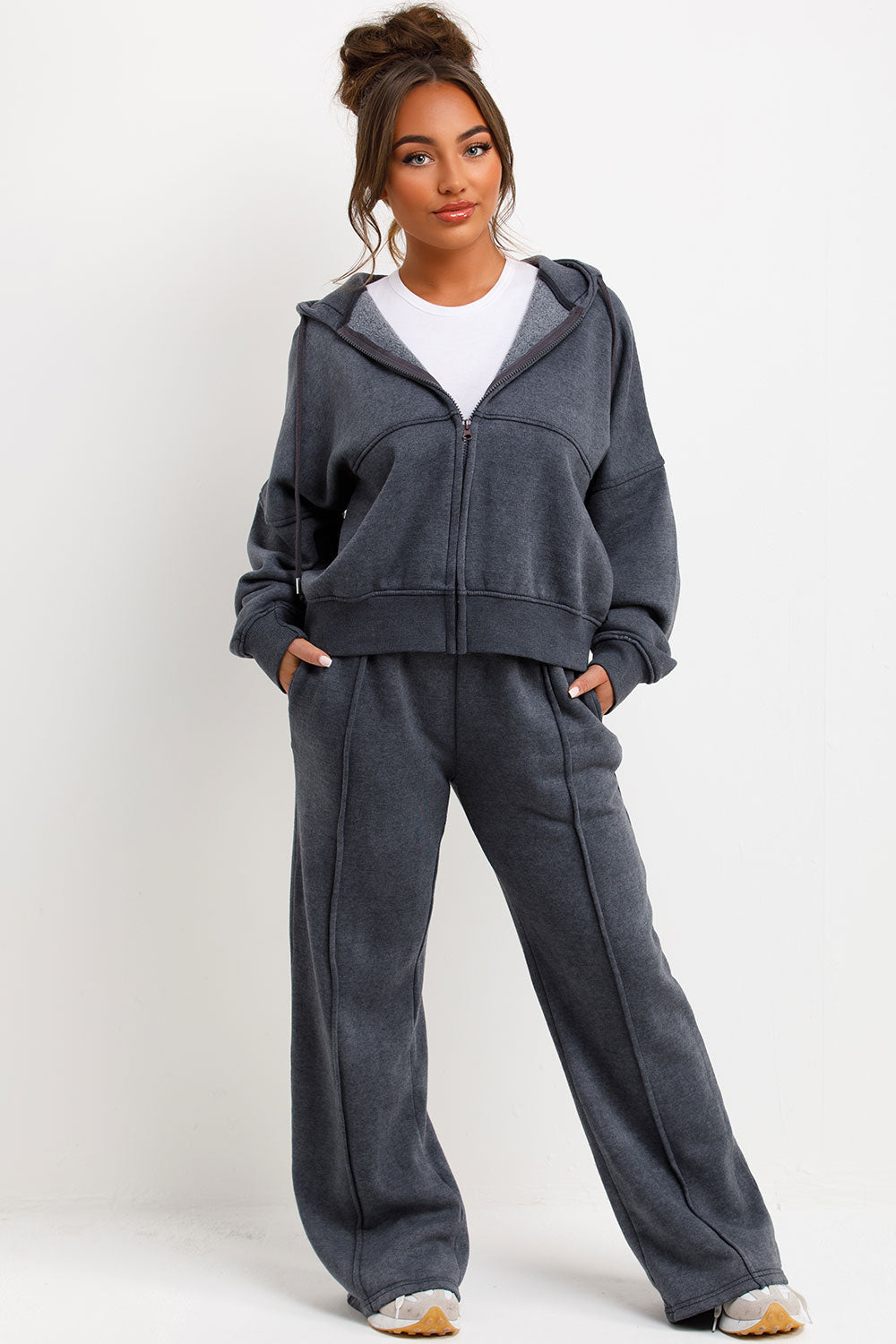 Hooded Bomber Sweatshirt with Zip Joggers Lounge | Xtralitty