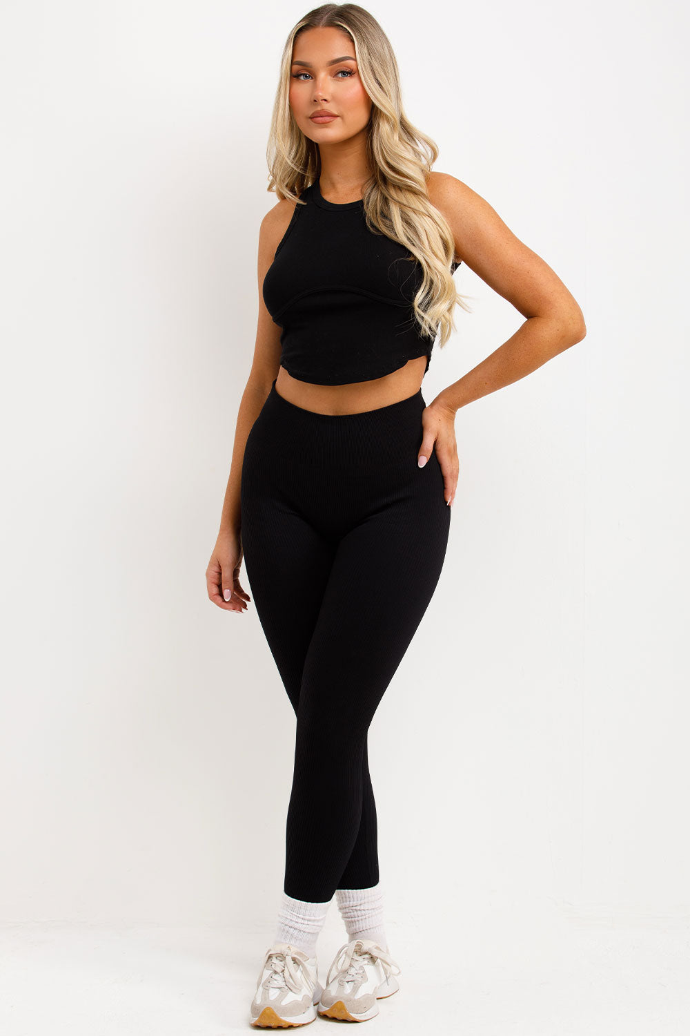 Black Ribbed Gym Leggings High Waist | Xtralitty