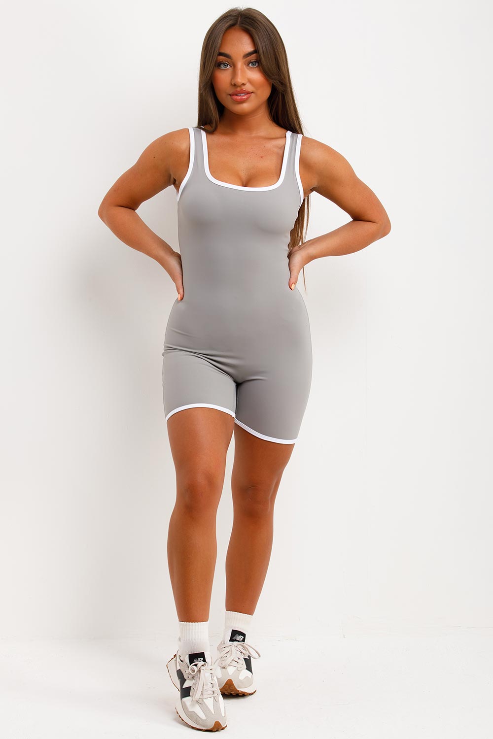 Playsuit with Contrast Trim Grey | Xtralitty