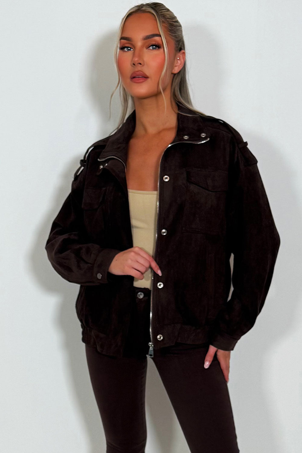 Faux Suede Jacket Brown | Xtralitty