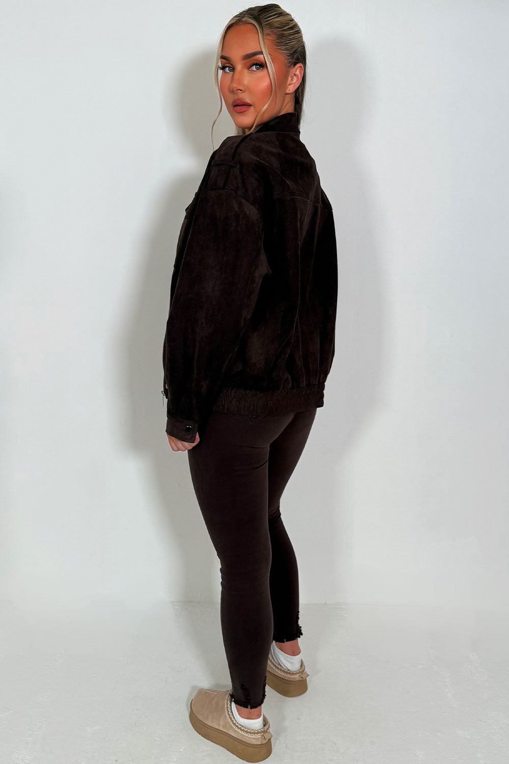 Faux Suede Jacket Brown | Xtralitty