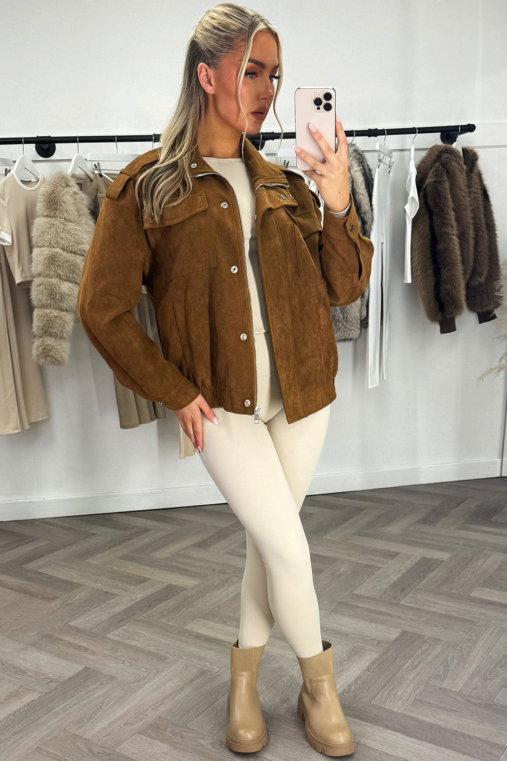 Faux Suede Jacket Tan | Xtralitty