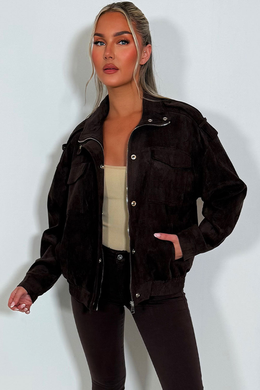 Faux Suede Jacket Brown | Xtralitty