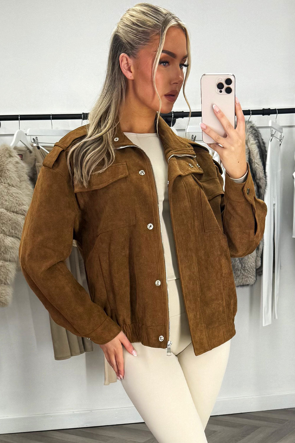 Faux Suede Jacket Tan | Xtralitty